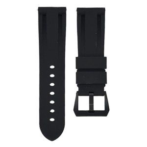 HORUS 24mm Rubber Strap - Jet Black/PVD Black Buckle - Luxury Watch Band